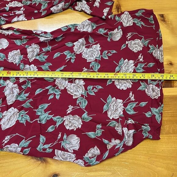 Flynn Skye Maroon Floral Rose Keyhole Mini Collared Tunic Dress - NEW! - Picture 5 of 6